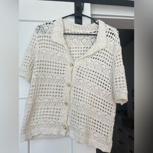 Neuflora White Crochet Short Sleeve